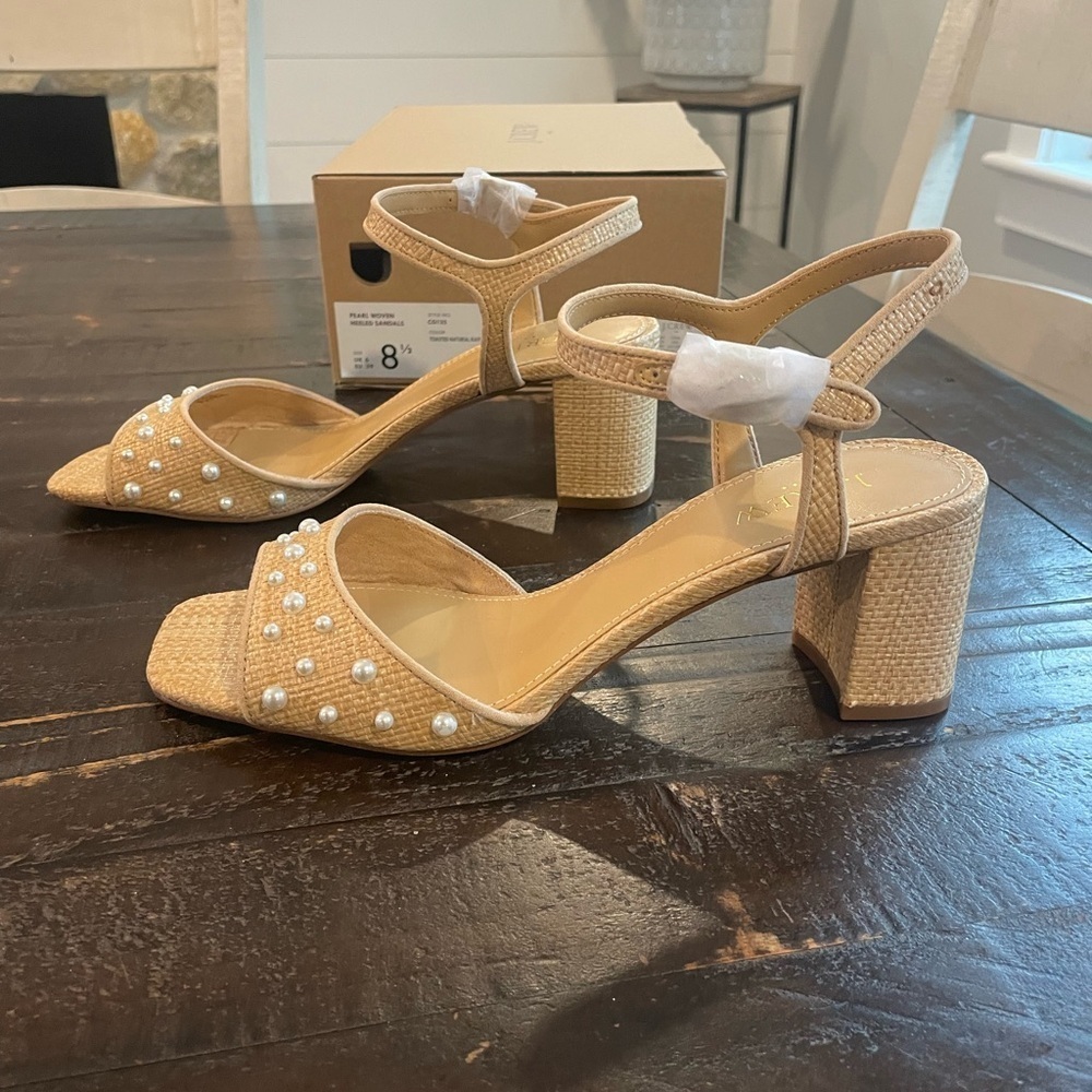 NWT J. Crew Pearl Woven Heeled Sandal​​​​